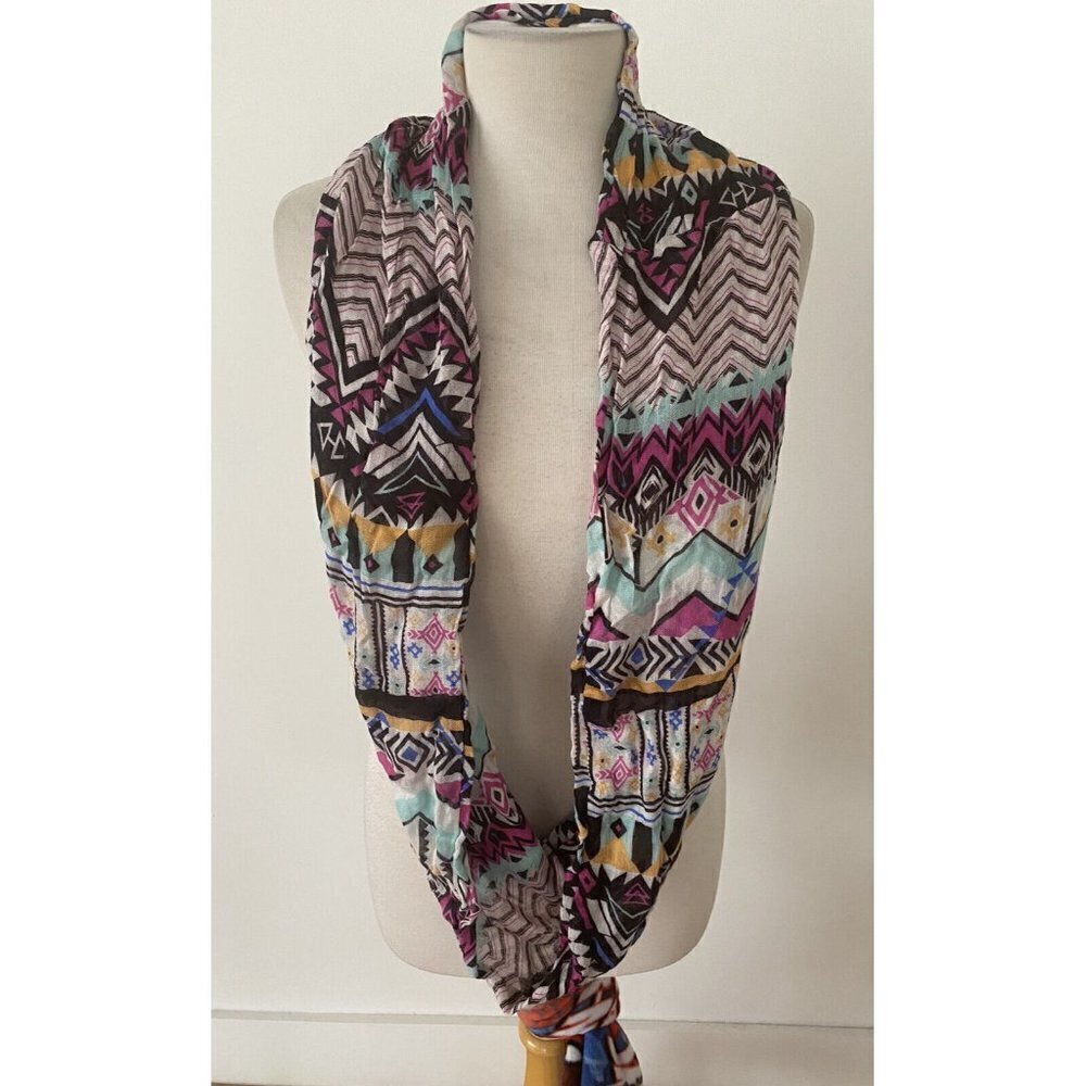 Infinity Scarf Geometric Sheer Multicolor Self Esteem Polyester